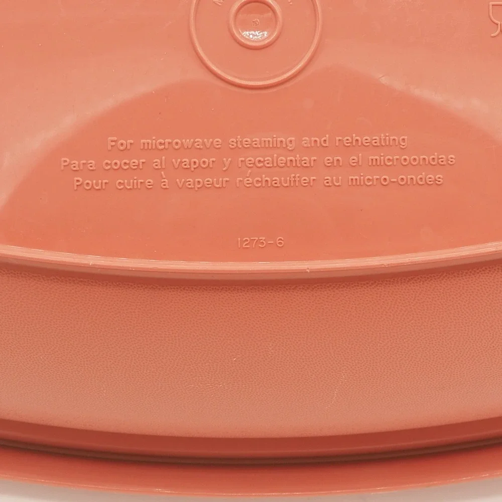 Tupperware Vintage Microwave Food Steamer 6 Cup Dusty Rose & Recipe Cards 1273-6